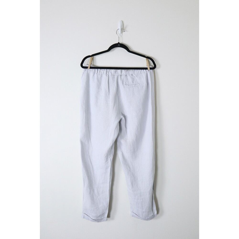 Pure Navy Brand Size M Woven Linen Pants Pull On Slim Leg Drawstring Light Gray - Picture 7 of 11